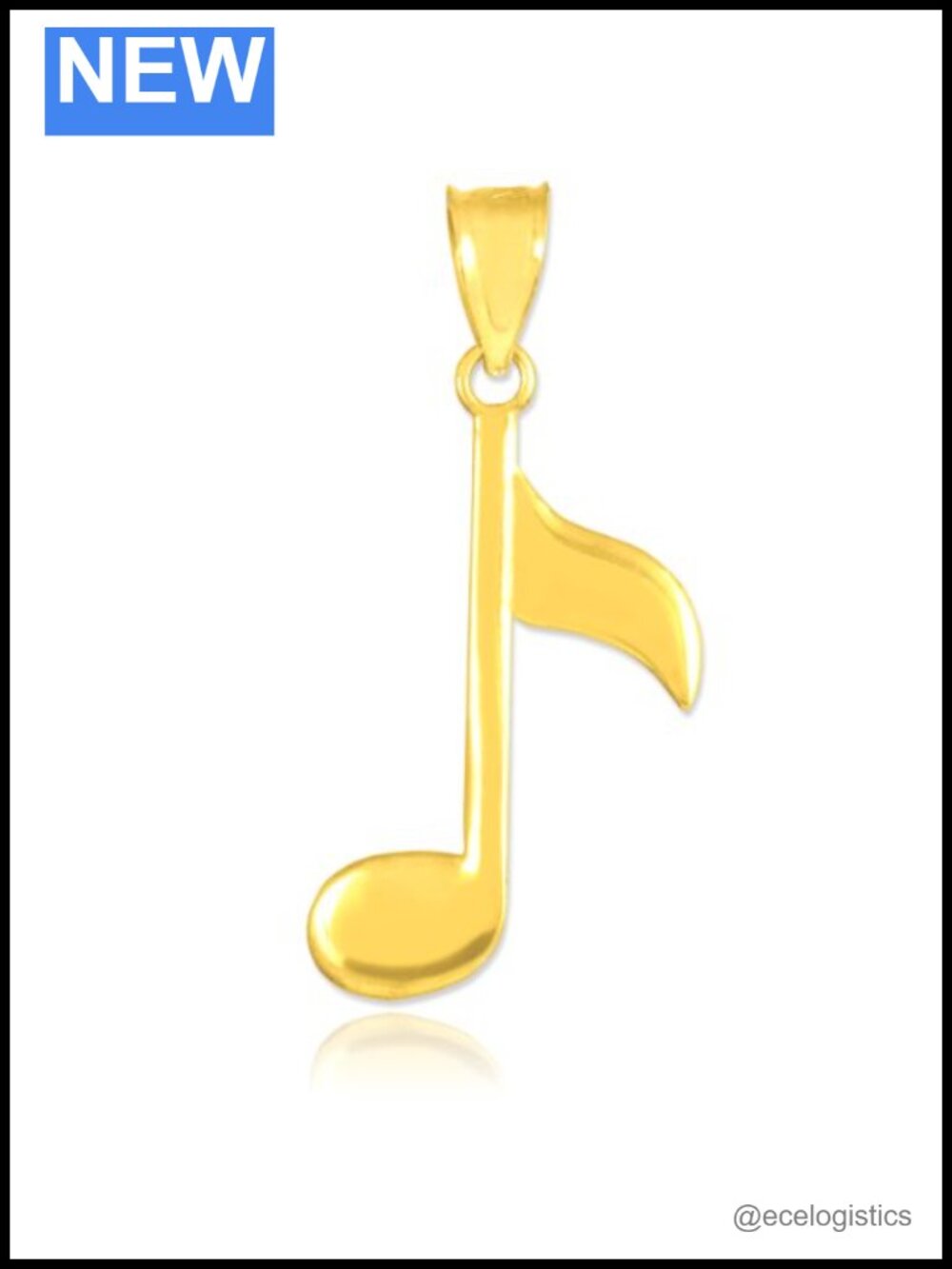 10k 14k Yellow Gold Eighth Note Pendant Necklace Fine Jewelry Gift
